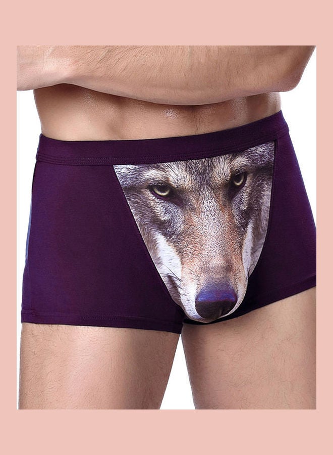 Men Fashion 3d Wolf Eagle Print U Convex Boxers Briefs Underpants Underwear Black Wolf  - Image 1