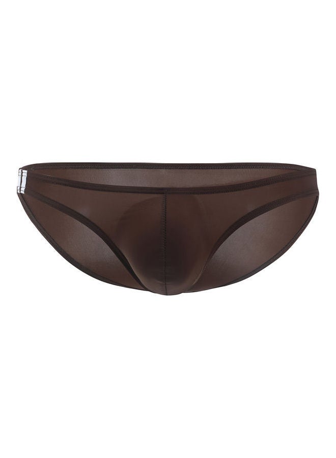 T-Back Thong Briefs Low Rise Underwear Brown  - Image 1