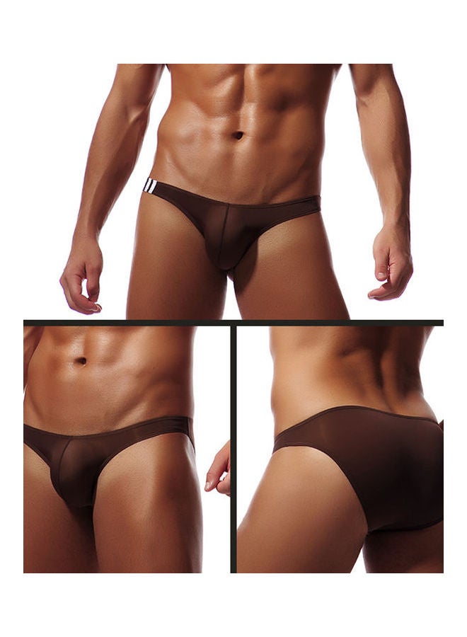 T-Back Thong Briefs Low Rise Underwear Brown  - Image 2