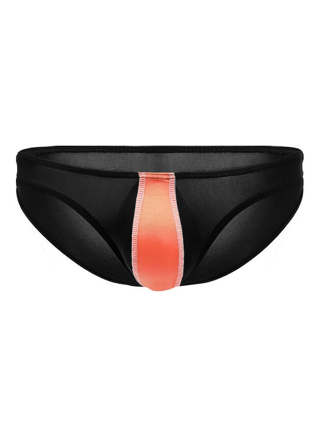 Generic Low Rise Solid Thong Black/Orange 
