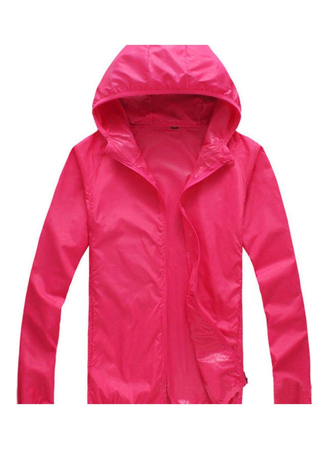 معطف بغطاء للرأس للحماية من الشمس والأشعة فوق البنفسجية وردة حمراء - Image 1