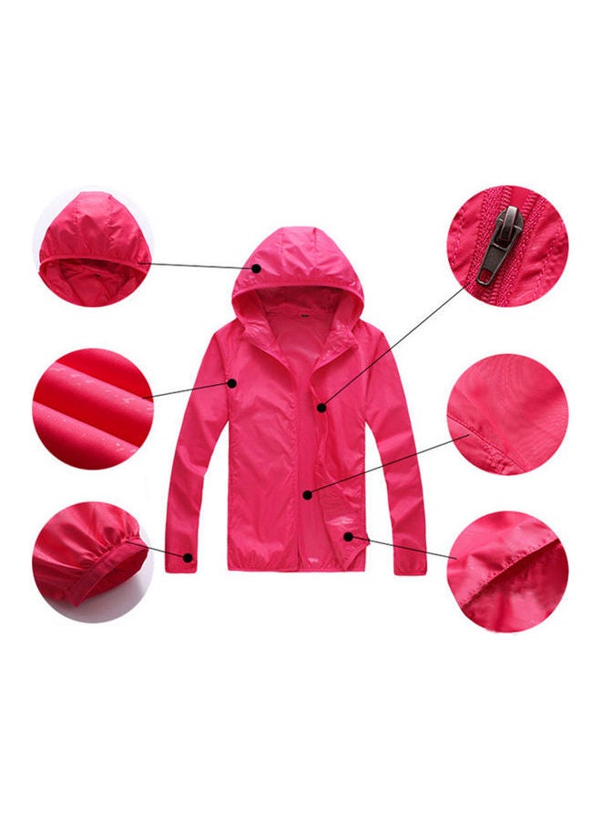 معطف بغطاء للرأس للحماية من الشمس والأشعة فوق البنفسجية وردة حمراء - Image 2