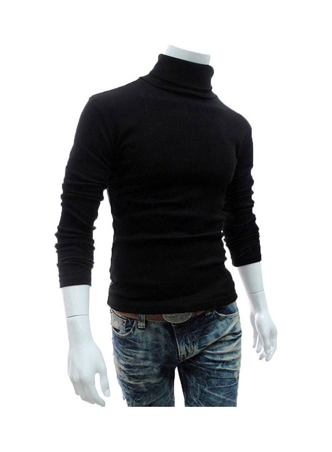 Autumn Turtle Neck Knitted Pullover Black 