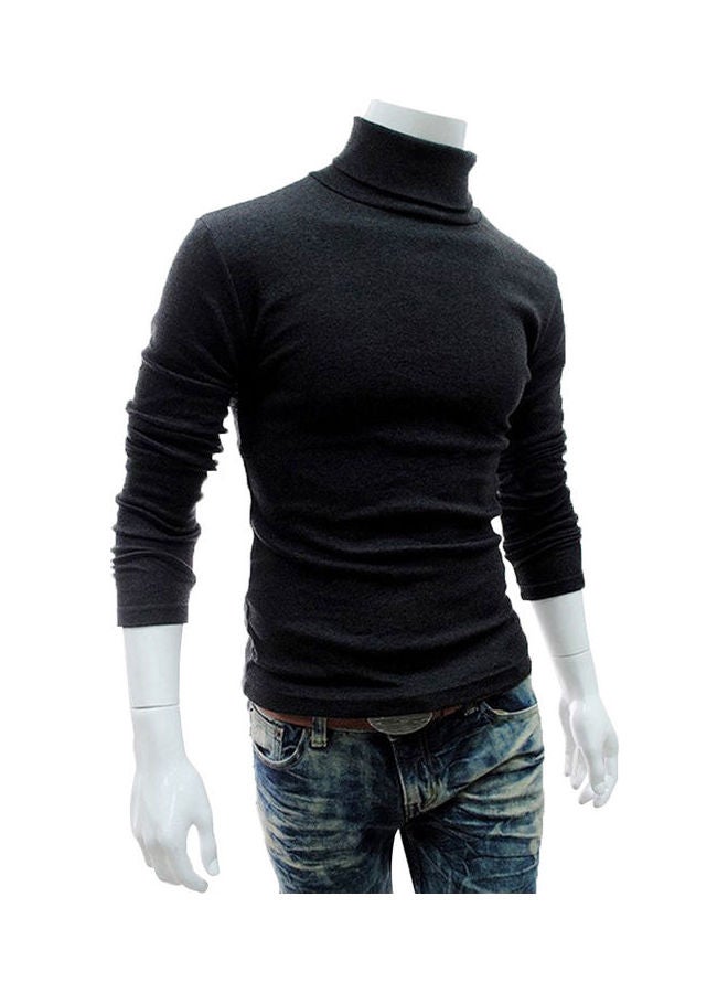 Autumn Turtle Neck Knitted Pullover Black 