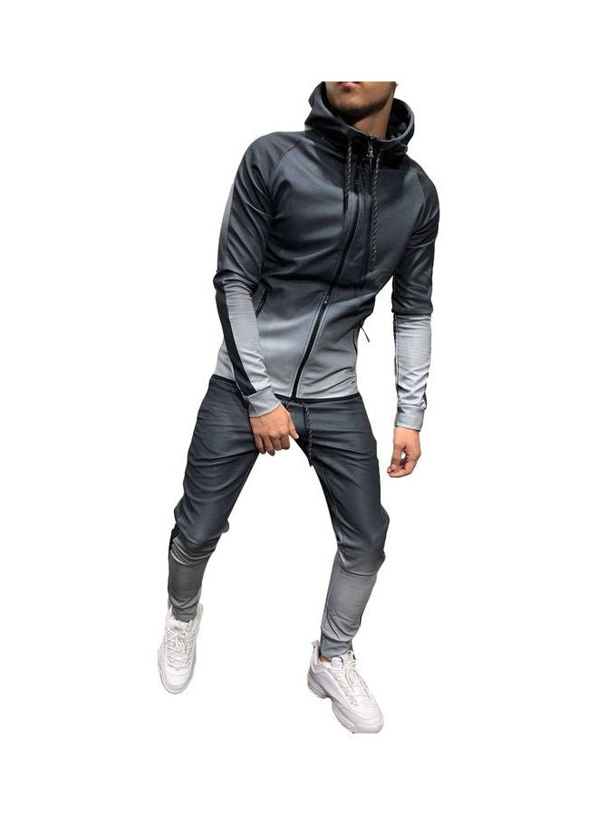 Generic Fashion Men Gradient Colour Sport Sweat Suit Hoodie Trousers Pants Set Tracksuit Gray  - Image 1