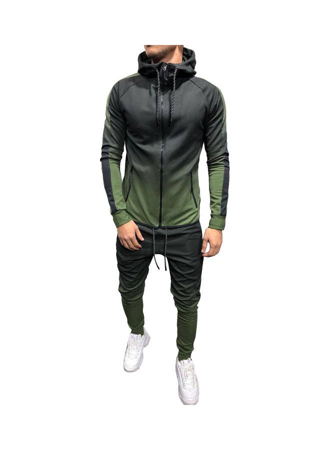 Generic Fashion Men Gradient Colour Sport Sweat Suit Hoodie Trousers Pants Set Tracksuit Green 