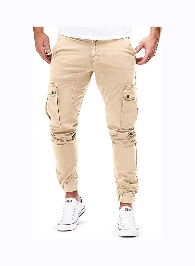 بنطال جينز كاجوال عصري بقصة ضيقة وبعدة جيوب مناسب للعمل للرجال كاكي - Image 2