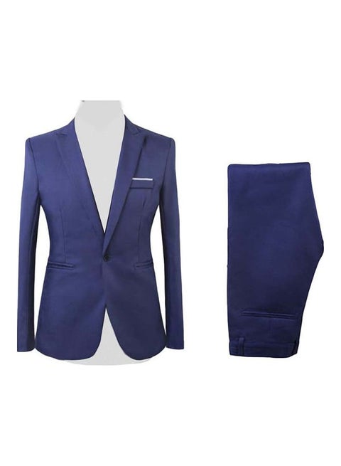 2-Piece Business Party Formal Suit And Pants Set Lake Blue