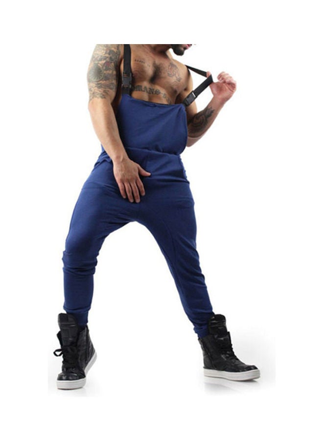 Solid Pattern Overall Jumpsuit Blue - Image 1