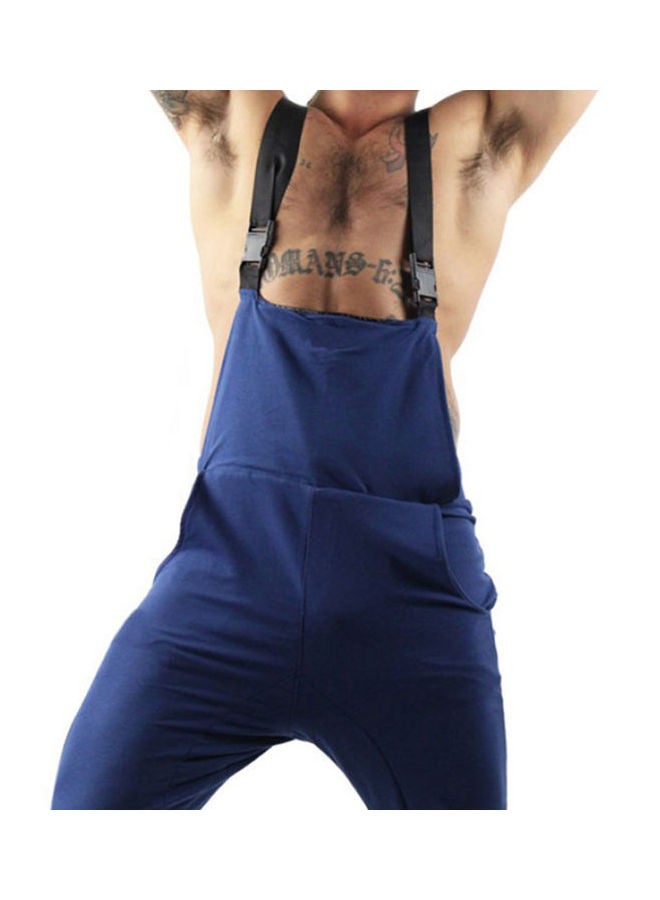 Solid Pattern Overall Jumpsuit Blue - Image 2