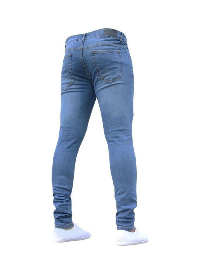 Generic - Autumn Winter Fashion Men Skinny Jeans Slim Fit Denim Leggings Long Trousers Light Blue - Image 1