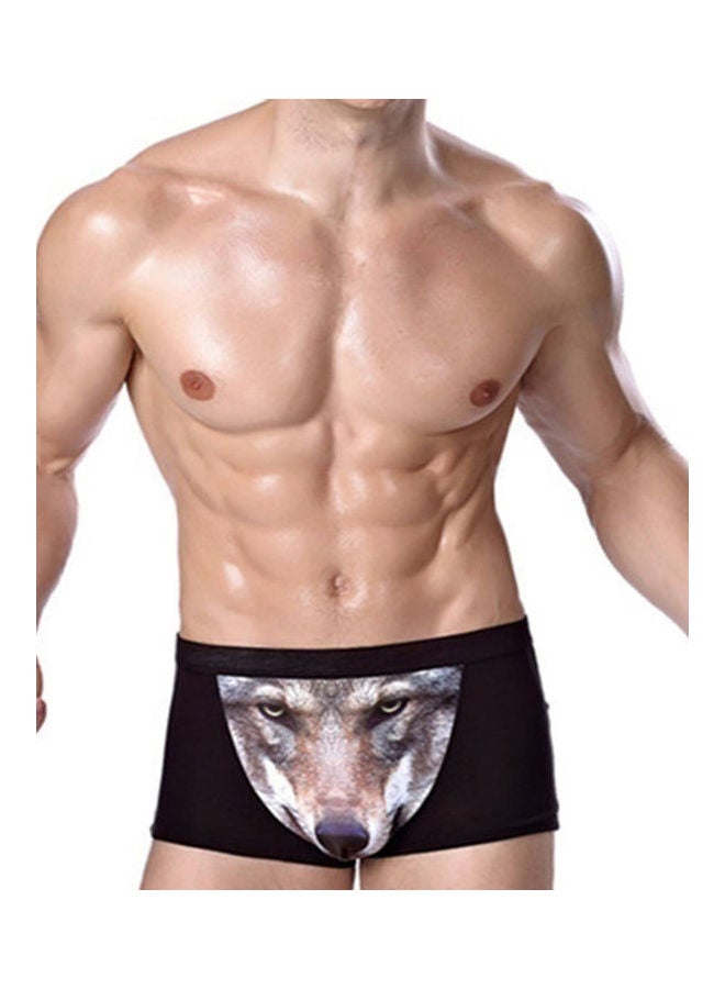Men Fashion 3D Wolf Eagle Print Underwear Black Eagle 