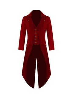 Retro Button Tailcoat Tuxedo Party Red
