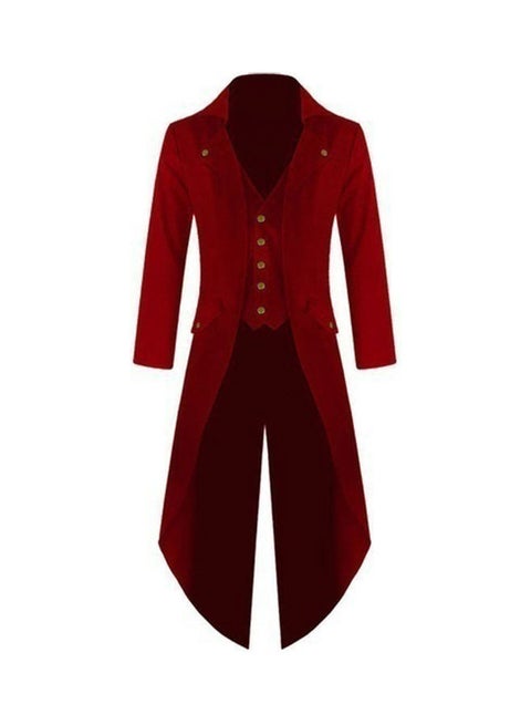 Retro Button Tailcoat Tuxedo Party Red