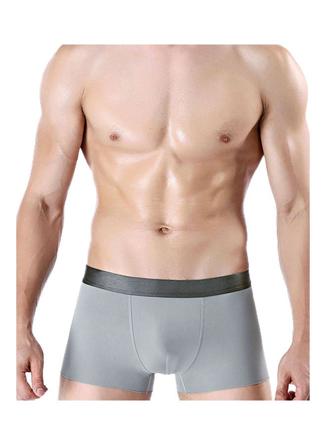 Plus Size Fashion Men Seamless Breathable Boxers Panties Shorts Underwear Light Gray