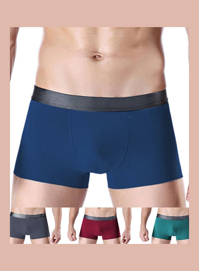 Plus Size Fashion Men Seamless Breathable Boxers Panties Shorts Underwear Blue - Image 2
