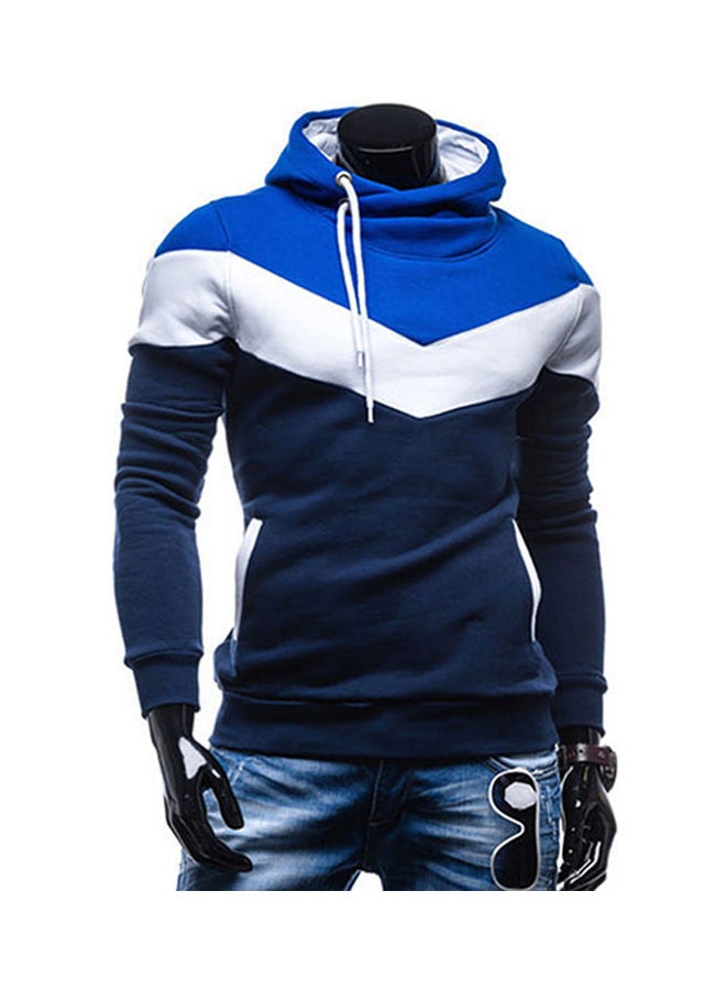 Fashion Hooded Pullover Blue/White