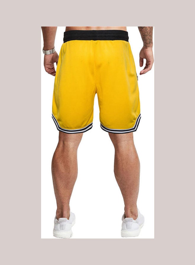 Plus Size Casual Men Striped Basketball Shorts Summer Drawstring Sports Pants Yellow - Image 3