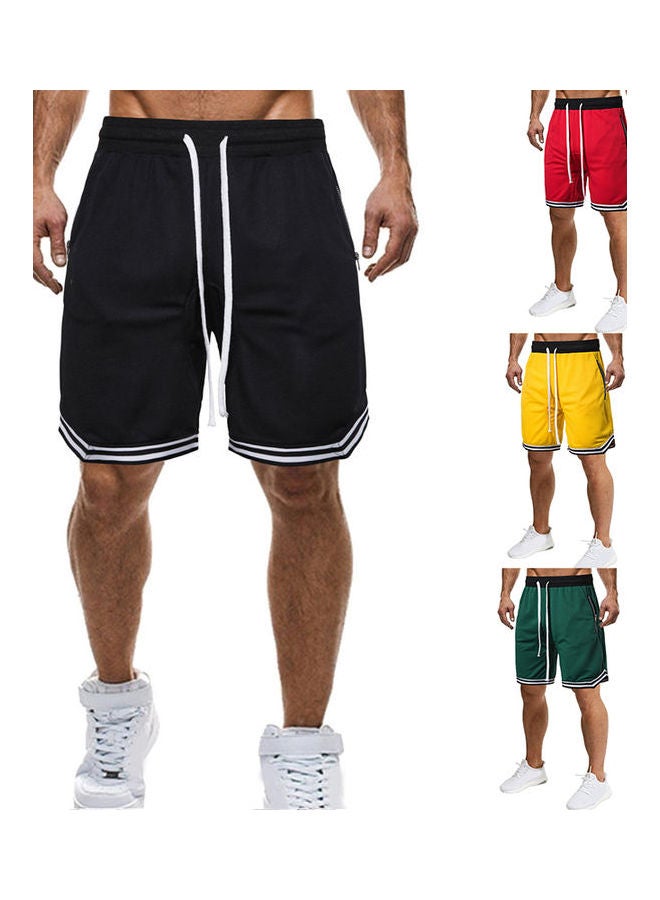 Plus Size Casual Men Striped Basketball Shorts Summer Drawstring Sports Pants Black - Image 2