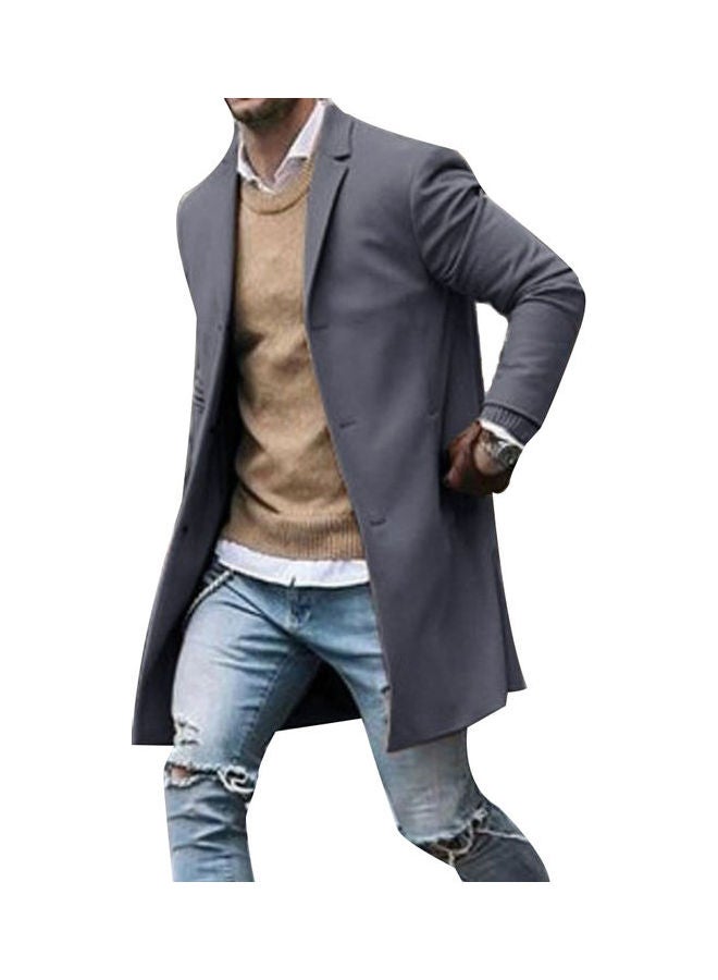 جاكيت رجالي شتوي عصري بأكمام طويلة، واق من المطر بلون سادة رمادي - Image 1