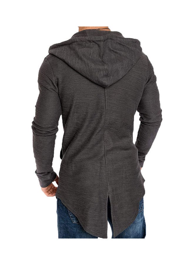 Generic - Fashion Men Solid Colour Long Sleeve Hooded Slim Fit Zipper Jacket Coat Outwear Gray - Image 1