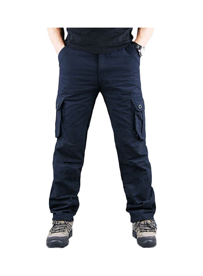 Solid Multi Pockets Detail Cargo Pants Sapphire Blue  - Image 1