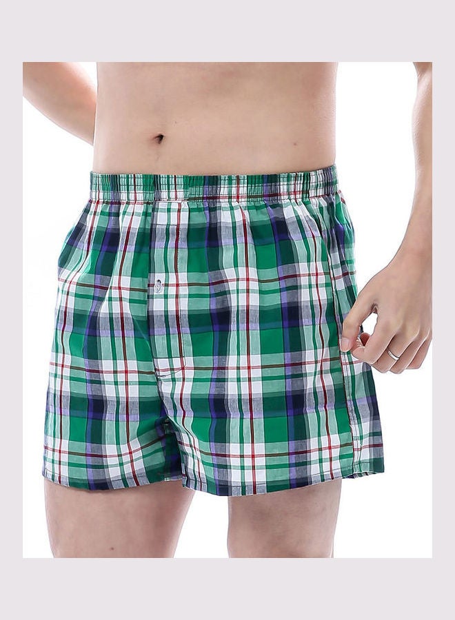 Summer Men Plaid Print Elastic Waistband Loose Boxers Beach Home Short Pants Random  - Image 3