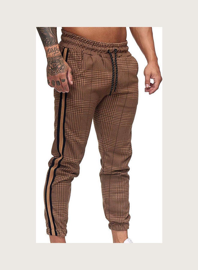 Men Casual Pocket Print Drawstring Long Pants?Ankle-Tied Trousers Earth Yellow - Image 2