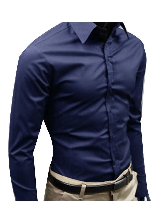 Solid Pattern Casual Shirt Navy Blue - Image 1