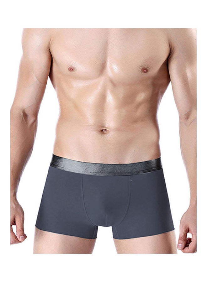 Plus Size Fashion Men Seamless Breathable Boxers Panties Shorts Underwear Dark Gray