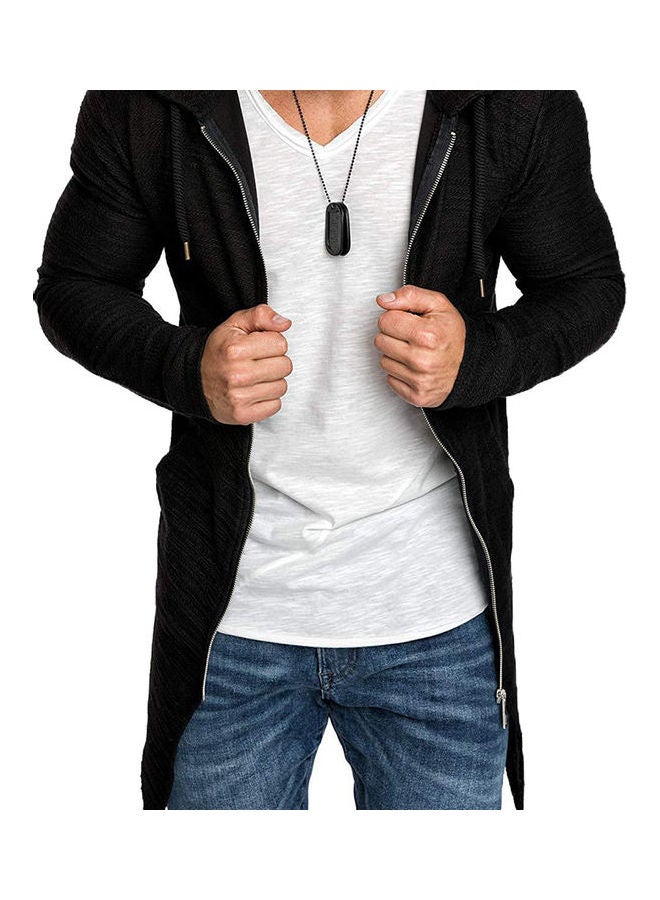 Generic - Fashion Men Solid Colour Long Sleeve Hooded Slim Fit Zipper Jacket Coat Outwear Black - Image 1