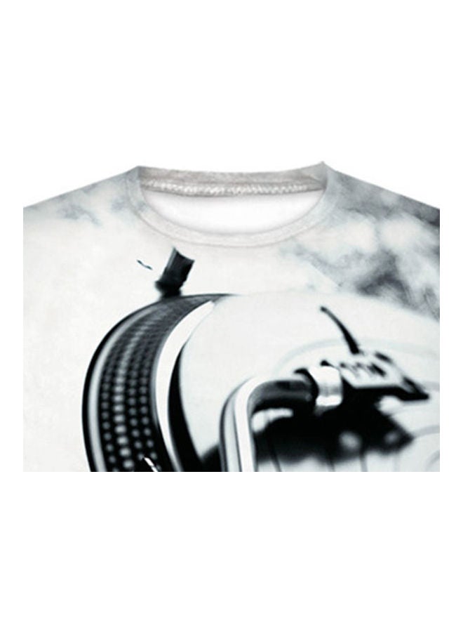 Generic - Men 3d Technics Turntable DJ Music Audio Print Short Sleeve Round Neck T-Shirt Black White - Image 1