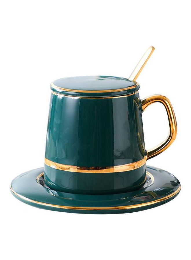 AnneFish - Ceramic Coffee Cup Set Green/Gold - Image 1