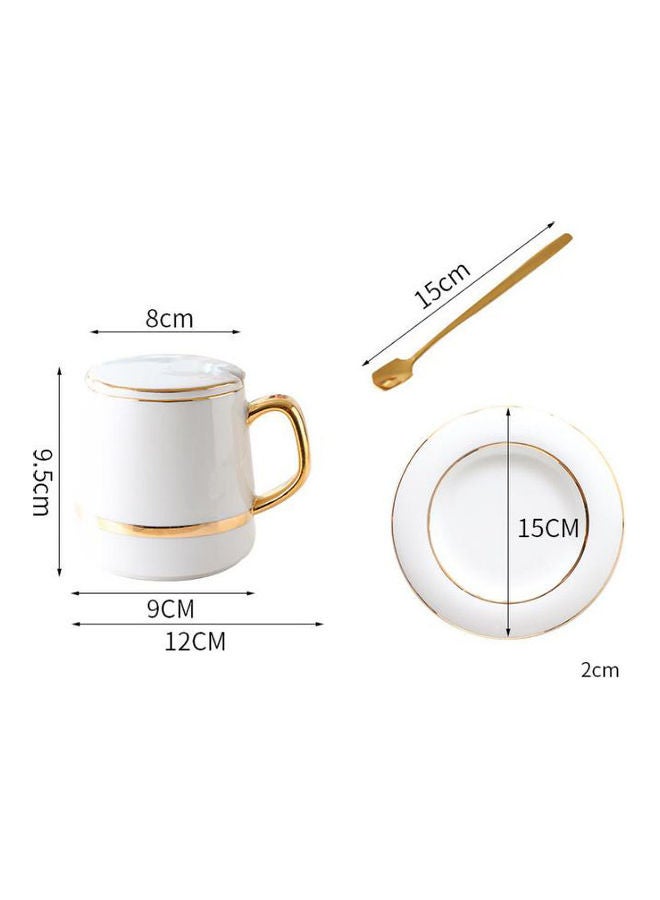 AnneFish Ceramic Coffee Cup Set White/Gold  - Image 2
