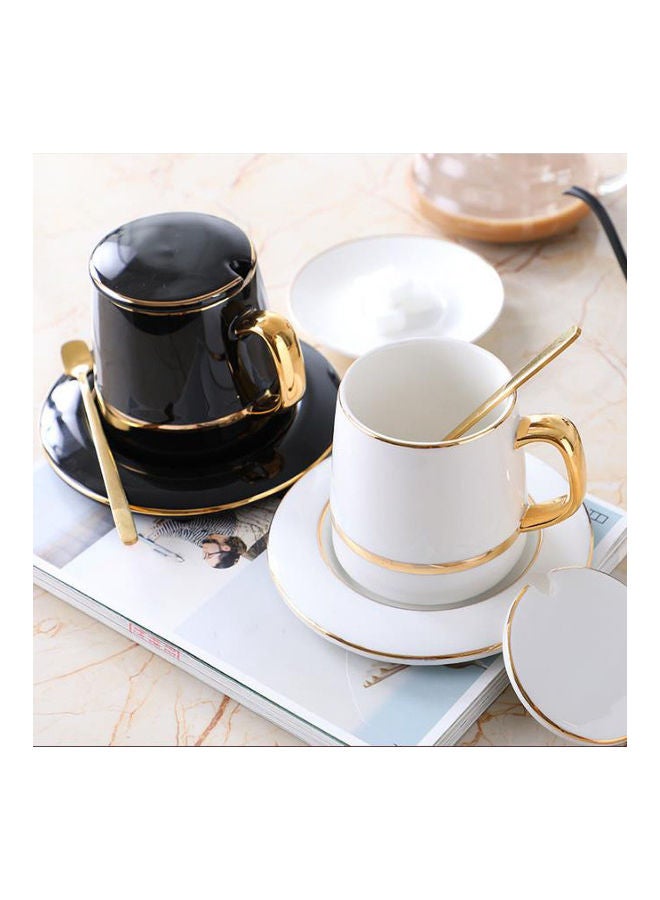AnneFish - Ceramic Coffee Cup Set Black/Gold - Image 1
