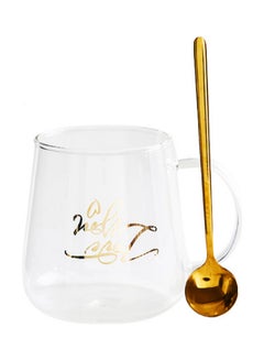 Mug With Spoon Clear/Gold