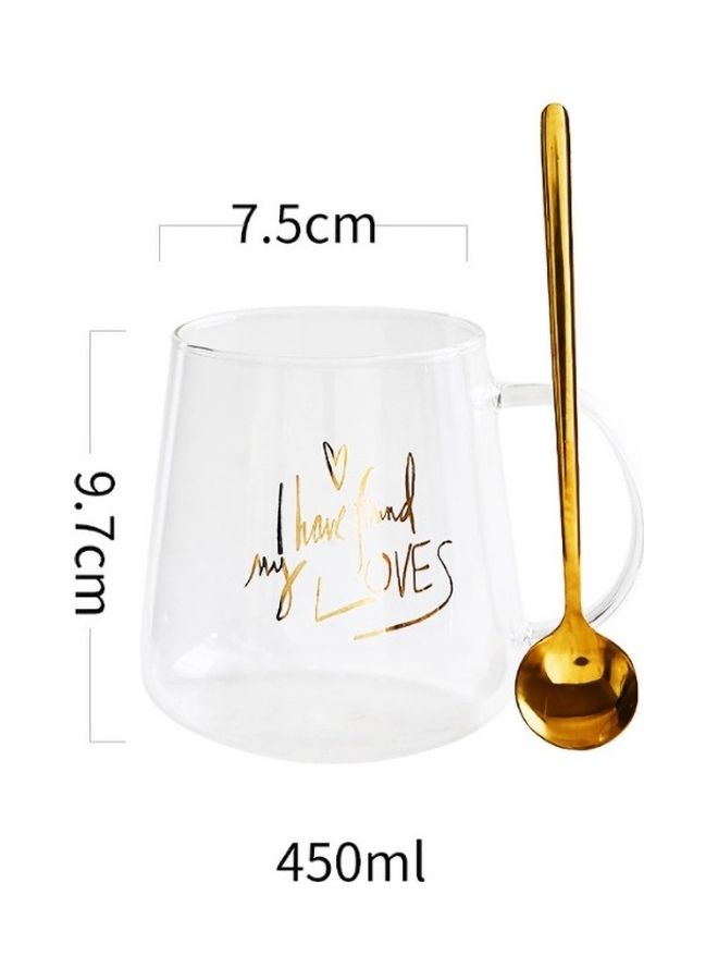 AnneFish Printed Mug With Spoon Clear/Gold  - Image 2