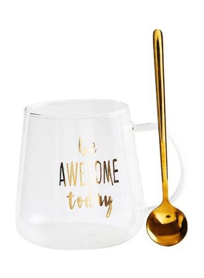 AnneFish Printed Mug With Spoon Clear/Gold  - Image 1