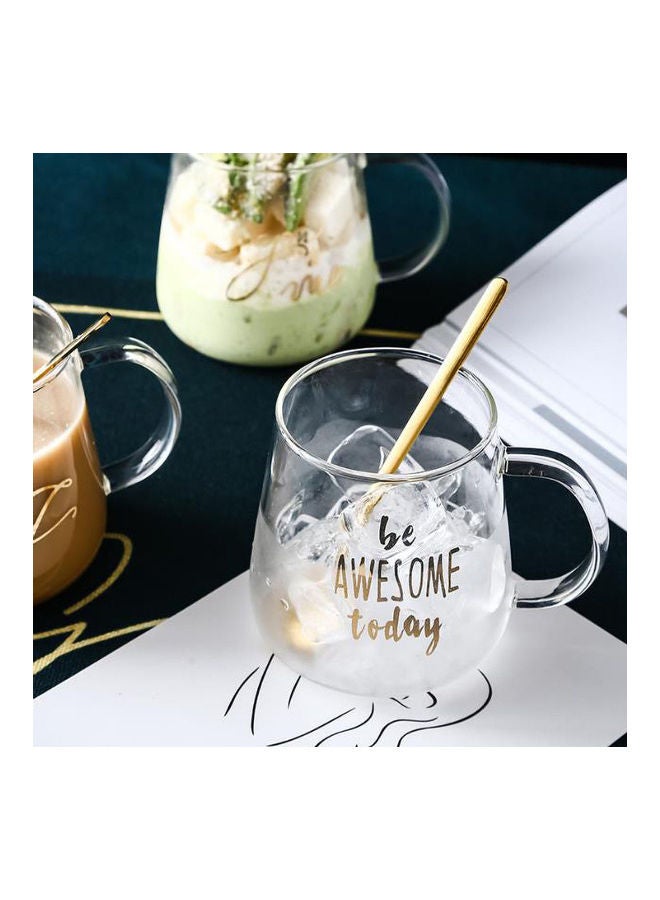 AnneFish Printed Mug With Spoon Clear/Gold  - Image 3