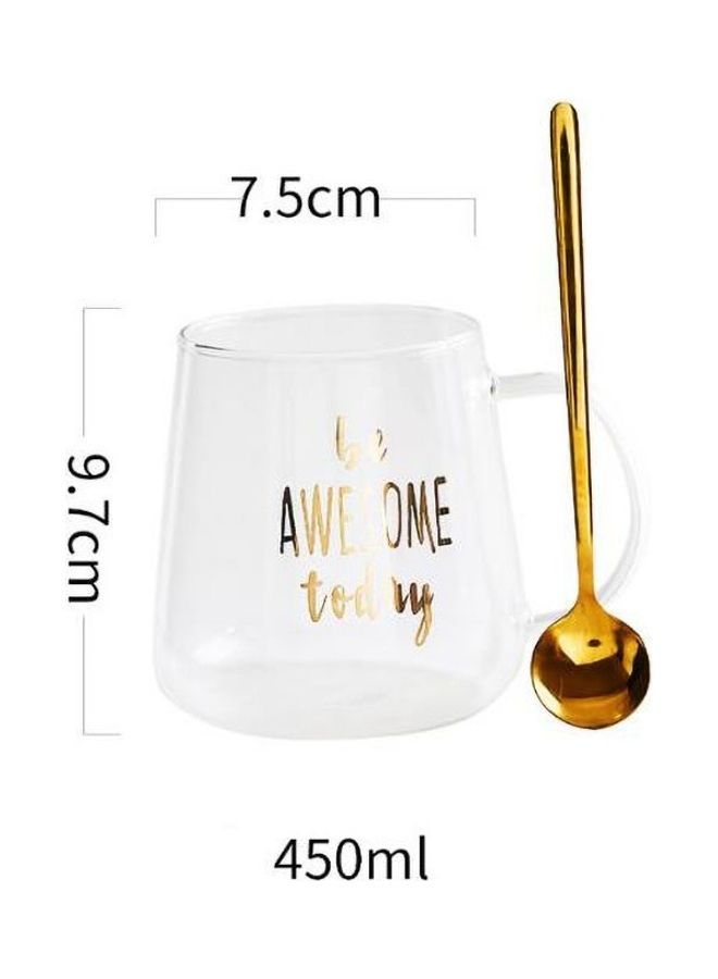 AnneFish Printed Mug With Spoon Clear/Gold  - Image 2