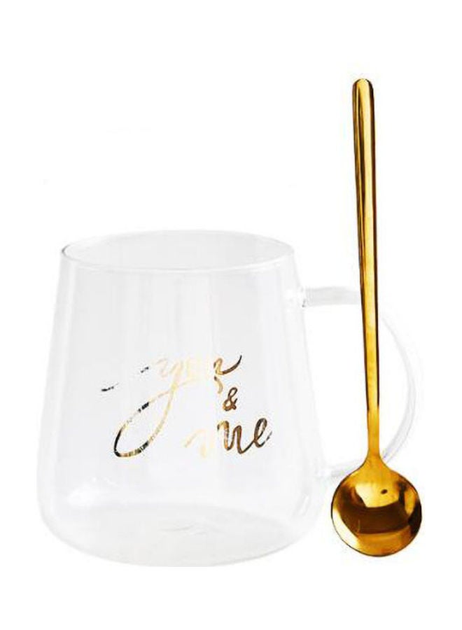 AnneFish Printed Mug With Spoon Clear/Gold  - Image 1