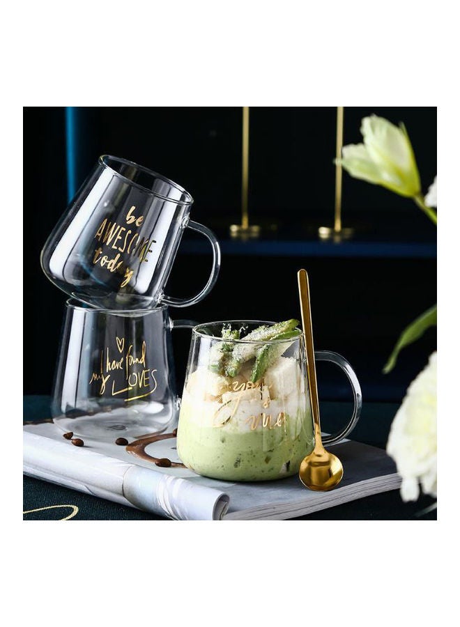 AnneFish Printed Mug With Spoon Clear/Gold  - Image 4