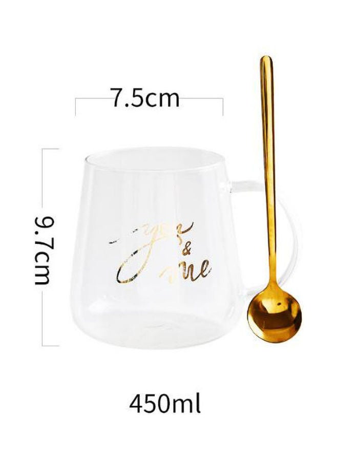 AnneFish Printed Mug With Spoon Clear/Gold  - Image 2