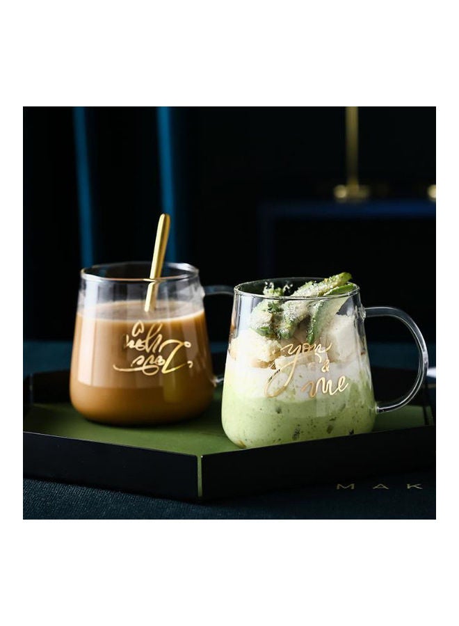 AnneFish Printed Mug With Spoon Clear/Gold  - Image 3