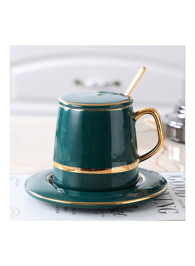 AnneFish - Ceramic Coffee Cup Set Green/Gold - Image 1