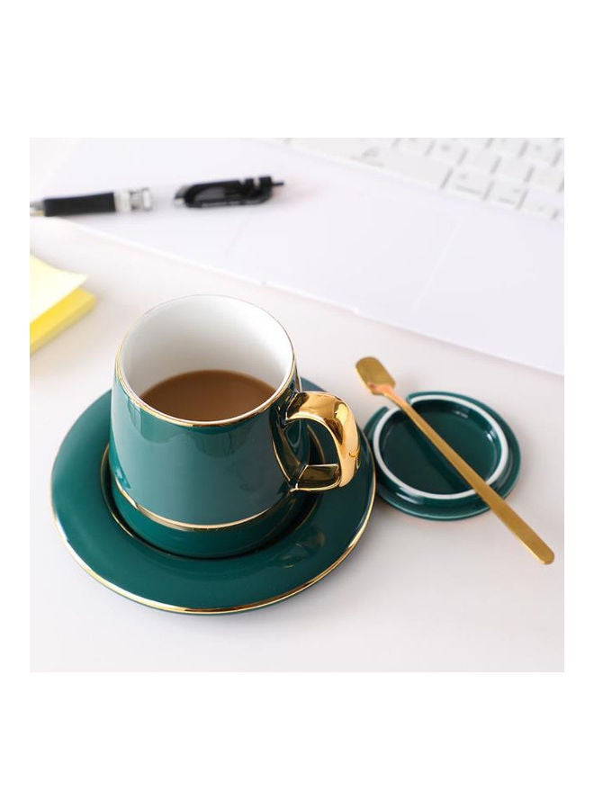 AnneFish - Ceramic Coffee Cup Set Green/Gold - Image 1
