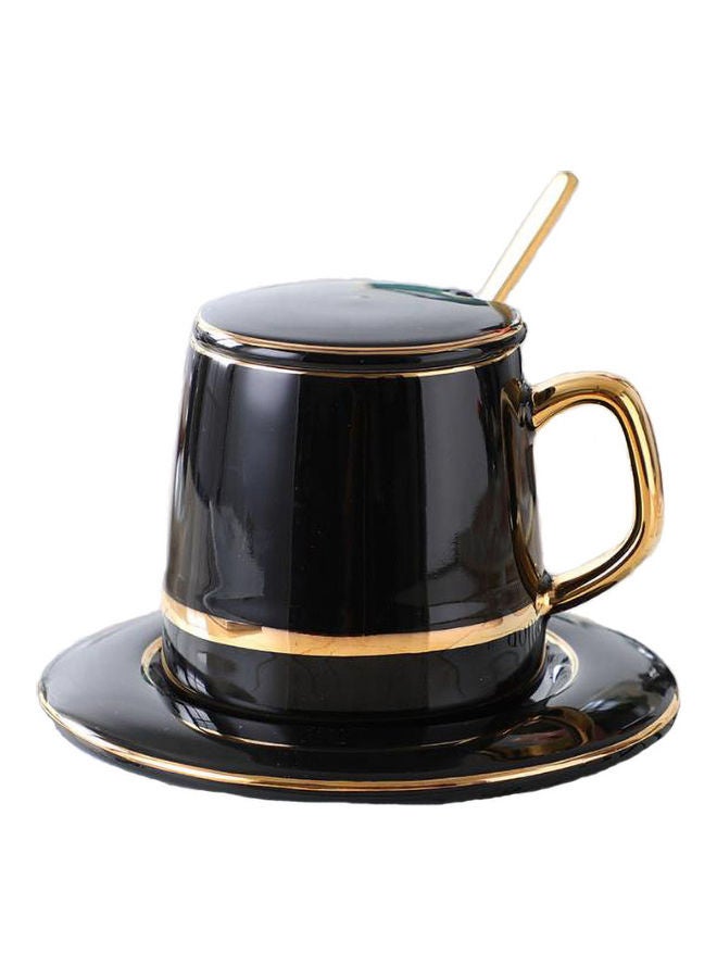 AnneFish - Ceramic Coffee Cup Set Black/Gold - Image 1