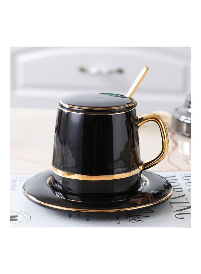 AnneFish - Ceramic Coffee Cup Set Black/Gold - Image 1