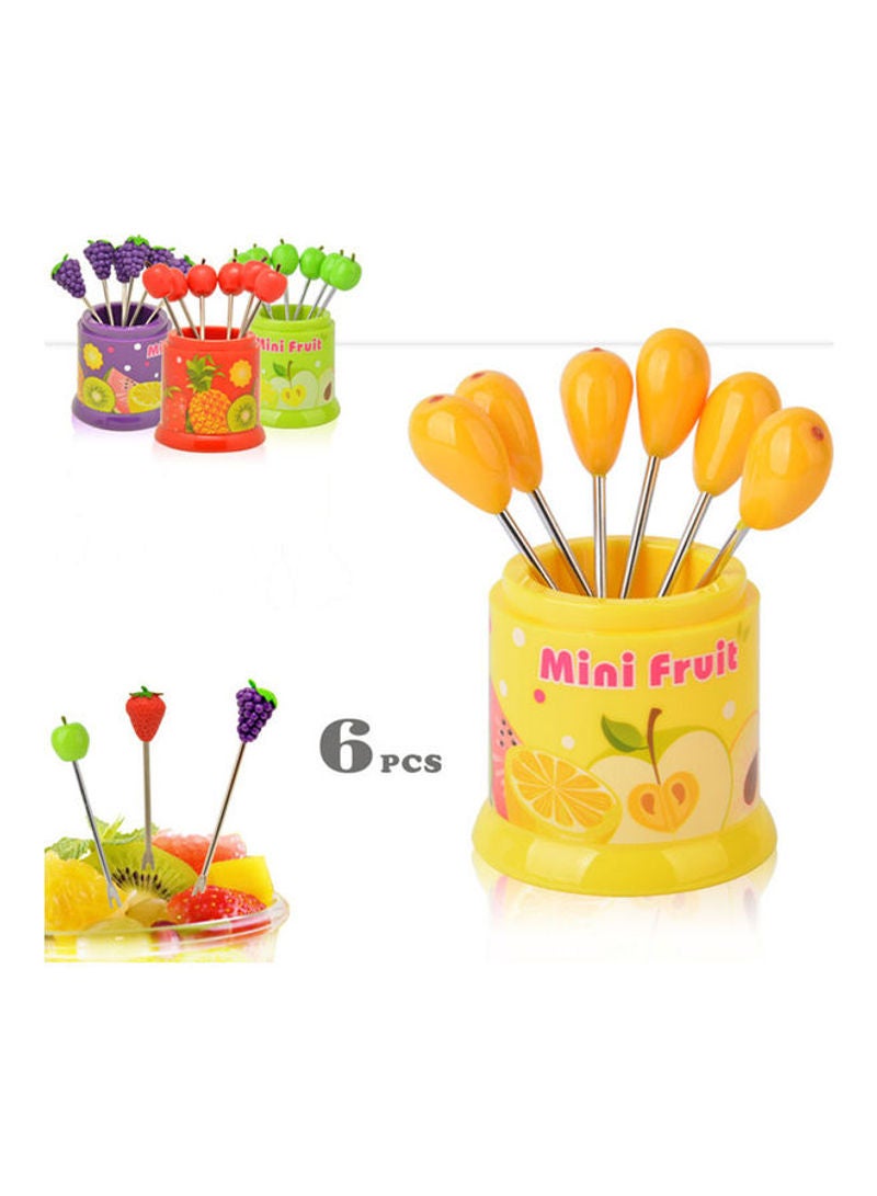 طقم شوك هابي مانور بتصميم فاكهة من 6 قطع أصفر 11.5x7x7سم - Image 4