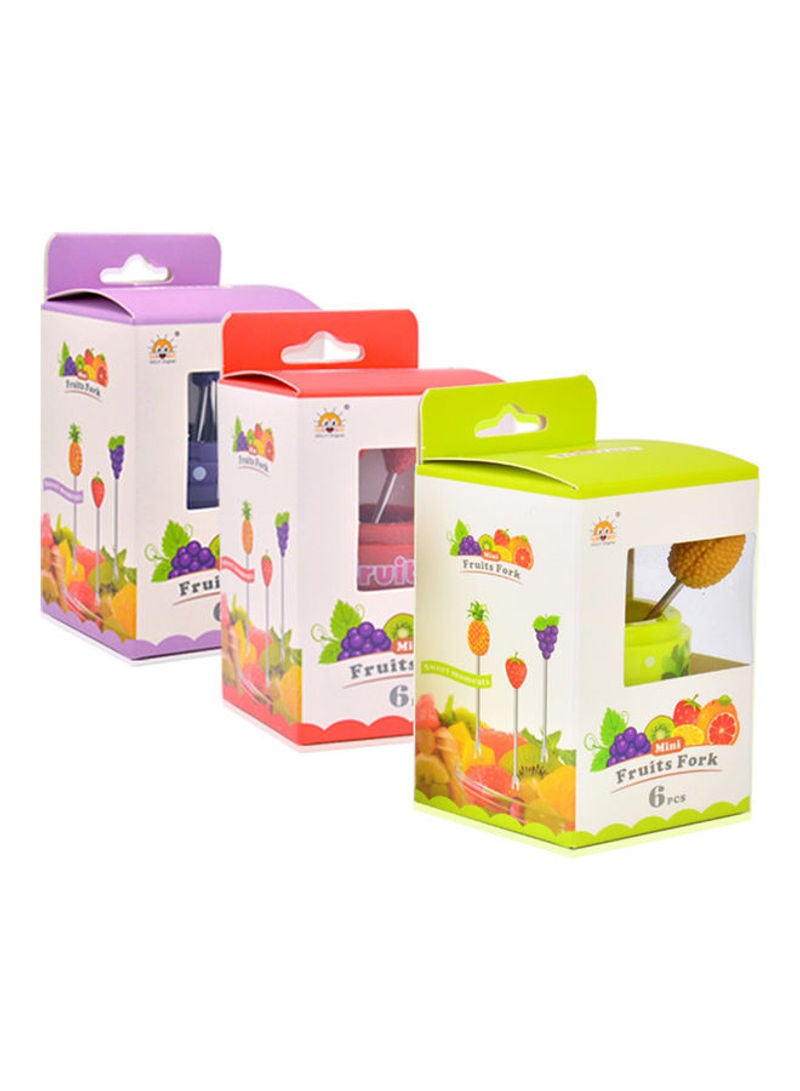 طقم شوك هابي مانور بتصميم فاكهة من 6 قطع أصفر 11.5x7x7سم - Image 5